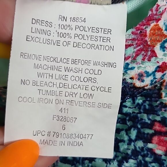 Rare Editions Girls Navy Lace Overlay Medallion Print Colorful Shift Dress Sz 6 - Picture 7 of 11